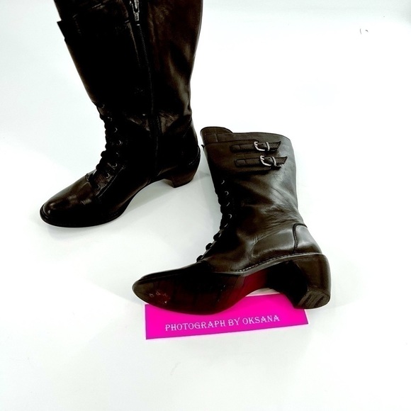 STUART WEITZMAN BLACK LACE UP BOOTS Size 7 M - Picture 12 of 14